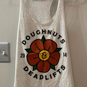 Doughnuts and deadlifts racer back tank top